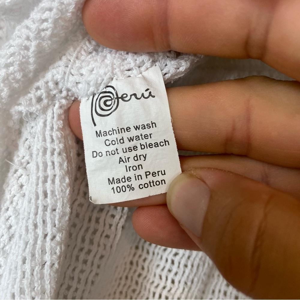COTTON NATURAL White Net & Crochet V-Neck Swim Cover Up size Medium - Picture 6 of 6
